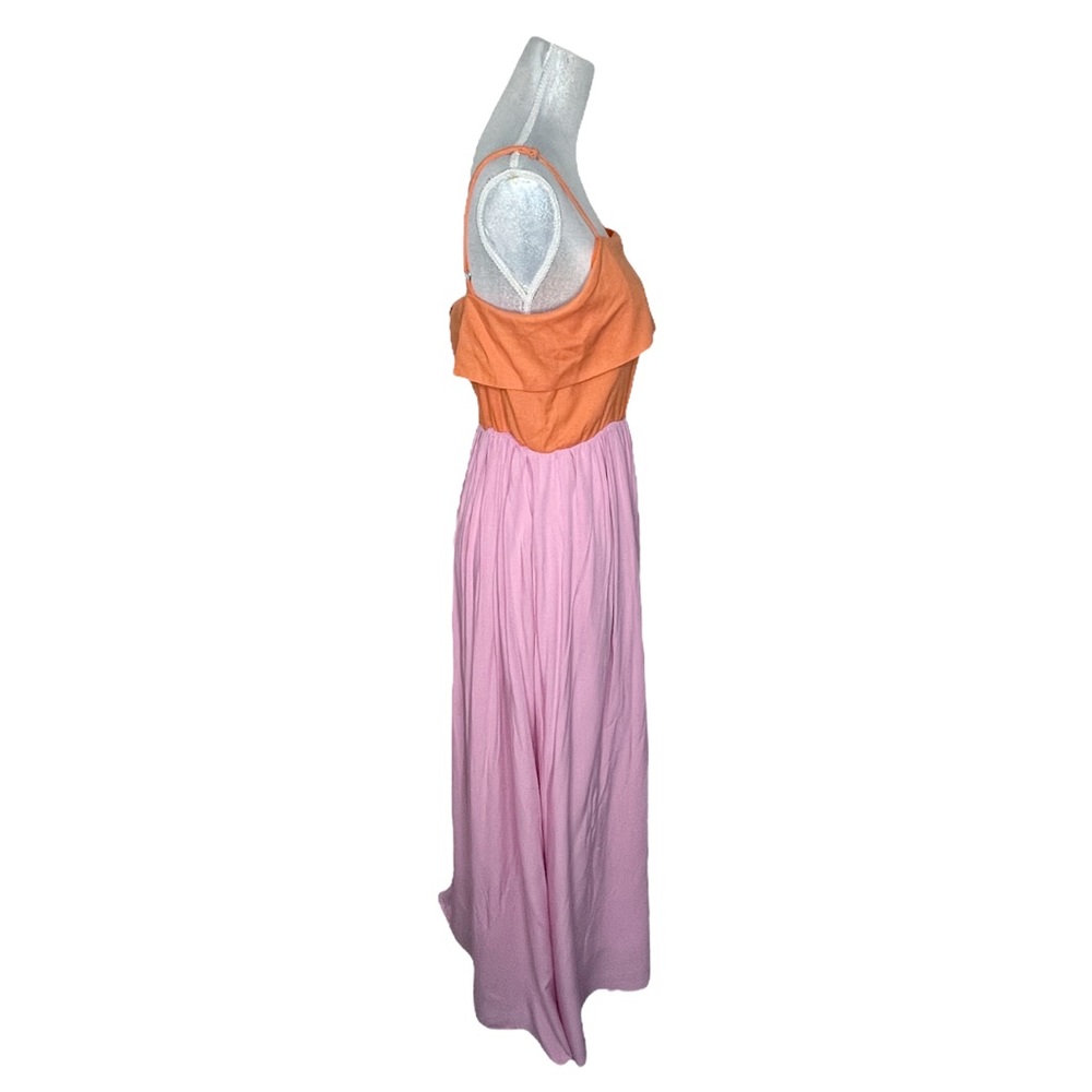 NWT Kiki + Mason Colorblock Ruffle Top Linen Blend Maxi Dress Large - Picture 3 of 10
